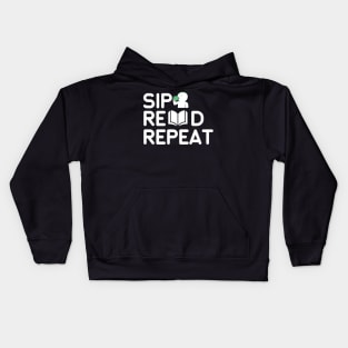 Reading Gift Sip Read Repeat Kids Hoodie